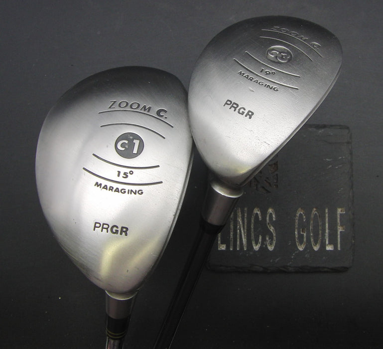Set of 2 PRGR C1 & C3 15°+19° Hybrids Extra Stiff Steel & Regular Graphite Shaft