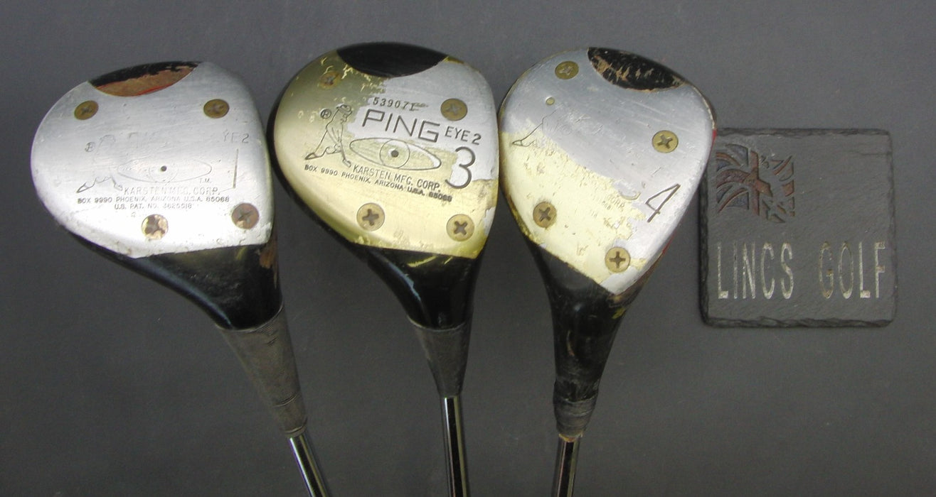 Set of 3 Ping Eye 2 3-Wood + 4-Wood + Driver Regular Steel Shafts Ping Grips