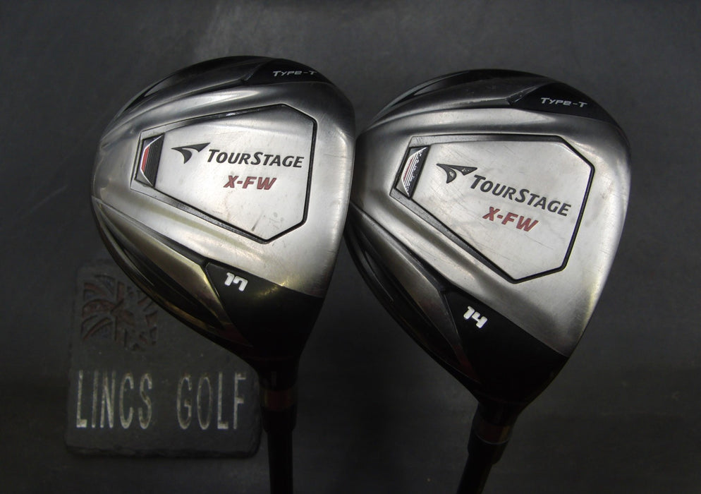 Set of 2 Bridgeston Tourstage X-FW 3+5 Woods Stiff Graphite Shafts Benross Grips