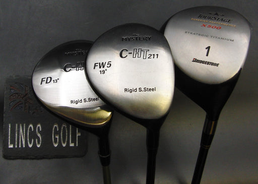 Set of  3 The Mystery C-HT 211 Woods & Bridgestone X500 Driver Shafts