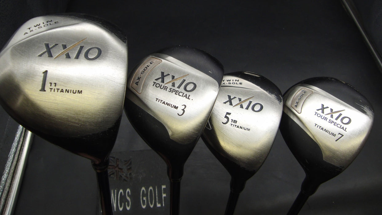 Set of 4 XXIO Twin AX-Sole Driver & 3+5+7 Woods Regular Graphite Shafts*
