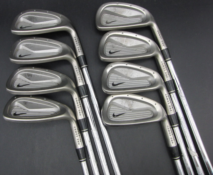 Set of 8x Nike Pro Combo Ti Face 4-PW + AW Irons Stiff Steel Shafts Nike Grips