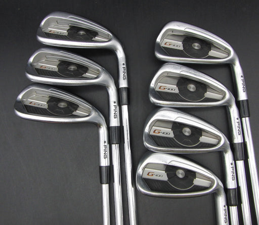 Set of 7 x Ping G400 Black Dot 5-PW + UW Irons Stiff Steel Shafts G/Pride Grips