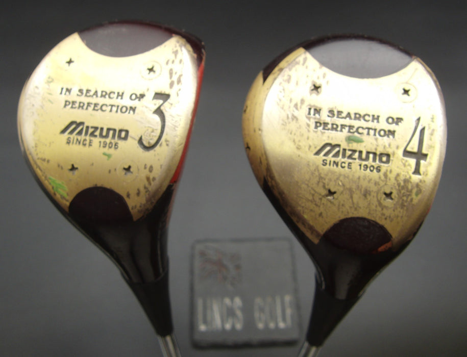 Set of 2 Mizuno Champion Flag Since 1906 3+4 Woods Regular Steel Shafts