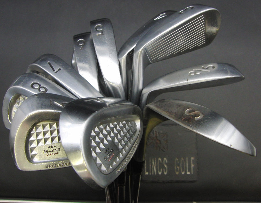 Set of 10x Bridgestone Tourstage V3000 3-SW + AW Irons Stiff Steel Shafts