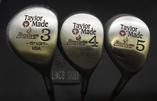 Set of 3 TaylorMade Burner 3, 4 & 5 Woods Regular Graphite Shafts Rite Grips