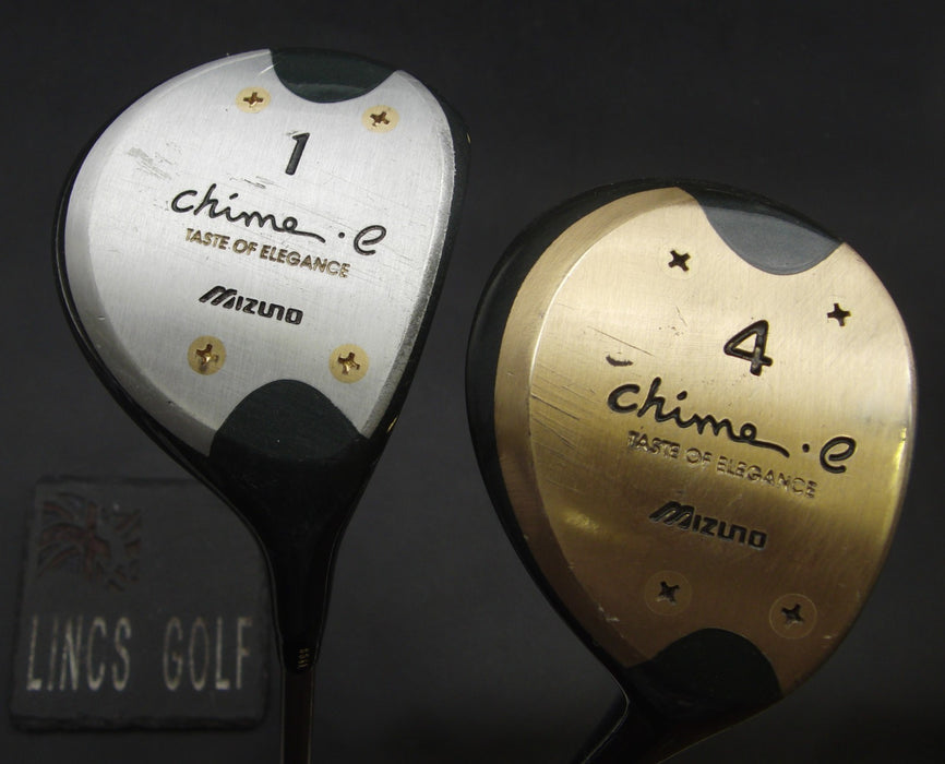 Set of 2 Ladies Mizuno Chime・e Driver & 4 Wood Ladies Graphite Shafts +Grips