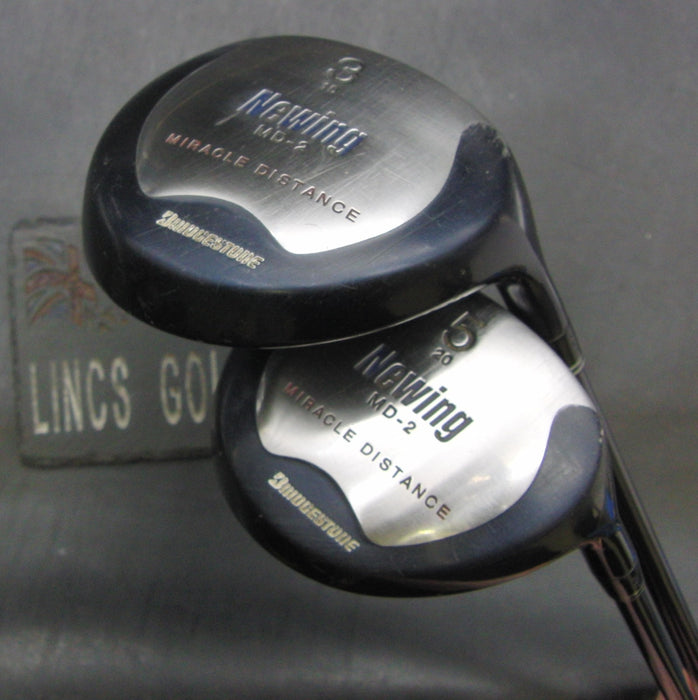 Set of 2 Bridgestone Newing MD-2 3+5 Woods Regular Graphite Shafts with Grips