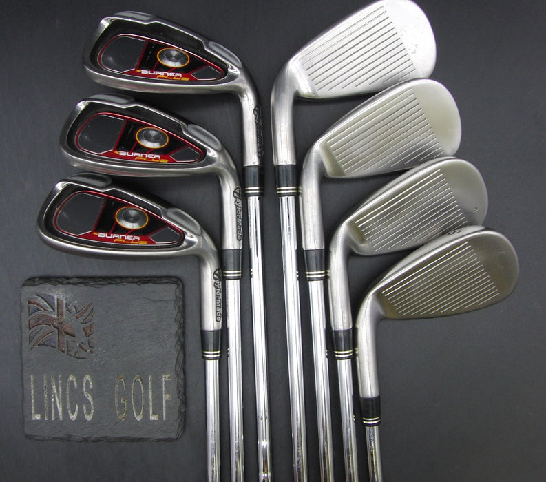 Set of 7x TaylorMade Burner Plus 5-PW + AW Irons Stiff Steel Shafts