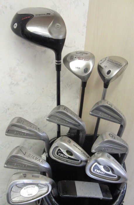 Set Of Silvar 3-PW Irons + 3 + 5 Callaway Woods +Inpresx Driver + Steel Putter
