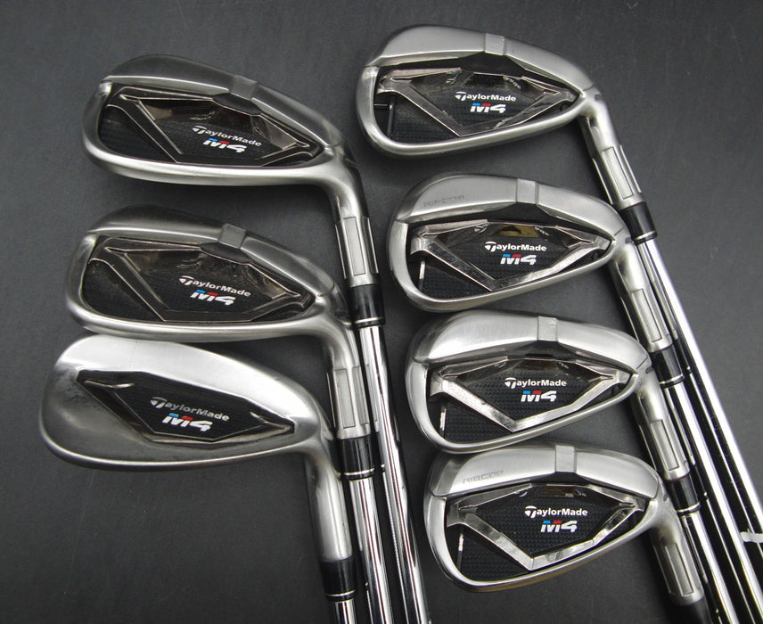 Set of 7x TaylorMade M4 Irons 5-PW+AW Stiff Steel Shafts Black Grips*