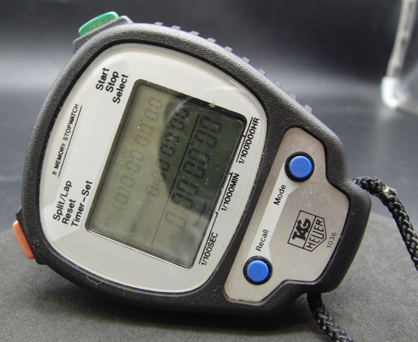 TAG Heuer 1036 8 Memory Digital Stopwatch Split Lap Timer Sports Professional