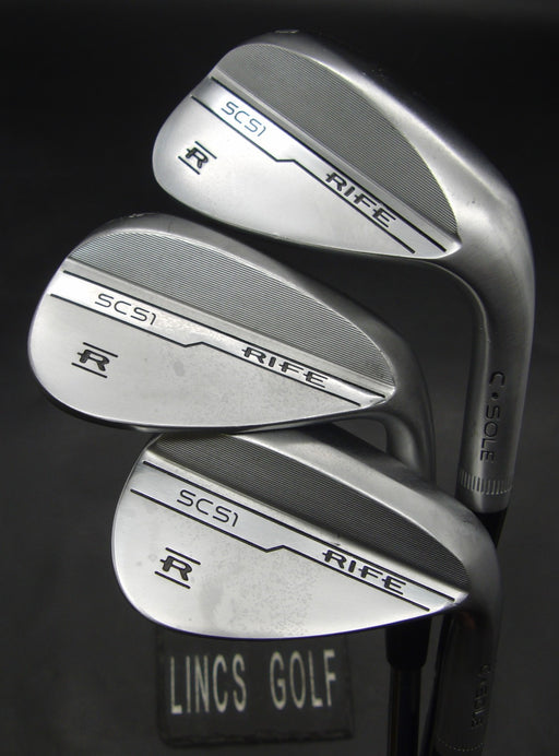 Set of 3 Rife SCS1 50, 54 & 58 Wedges Regular Steel Shafts Champkey Grips