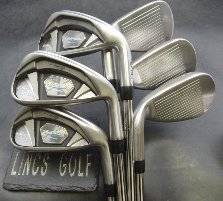 Set of 6x Callaway Rogue Star Irons 5-PW Stiff Steel Shafts GolfPride Grips*