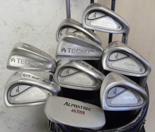 Set Of Alpha Golf Master 4-PW Irons + 3 + 5 Wood + 9 Driver + Alpha Putter