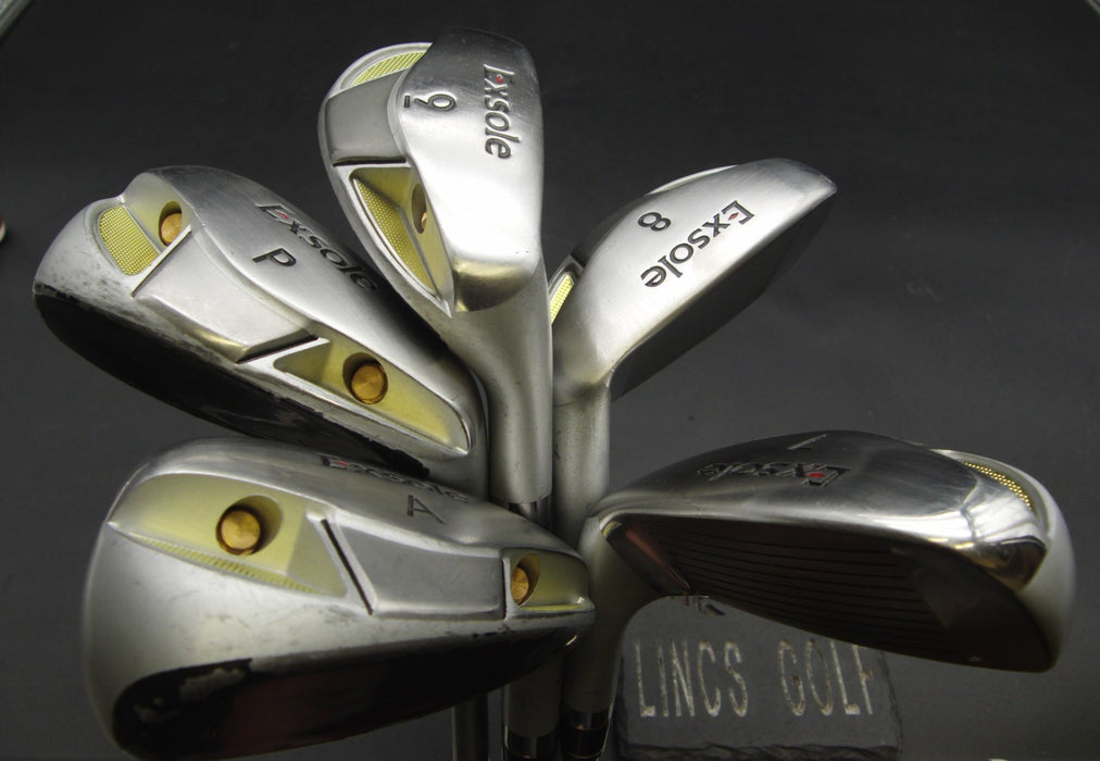 Set of 5x ExSole Irons 7-PW+AW Regular Graphite Shafts Black Grips*