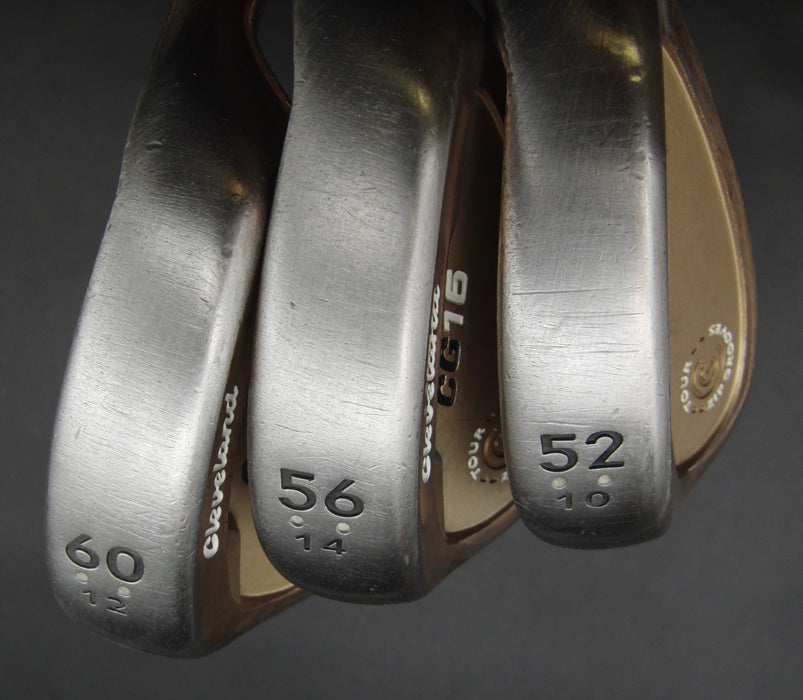 Set of 3 Cleveland CG16 Gap+Sand & Lob Wedges Stiff Steel Shafts Cleveland Grips