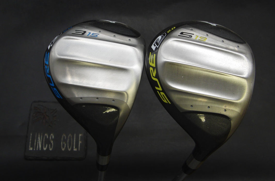 Set of 2 Mizuno Sure DD 2.0 15° 3 +19° 5 Woods Regular Graphite Shafts*