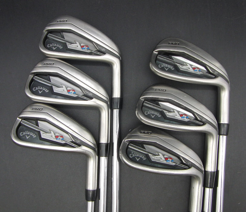 Set of 6x Callaway XR Pro 5-PW Irons Stiff Steel Shafts Golf Pride Grips*