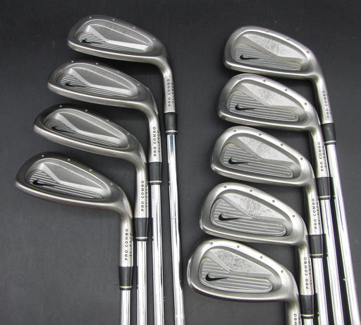 Set of 9x Nike Pro Combo Ti Face 4-SW + AW Irons Stiff Steel Shafts Nike Grips