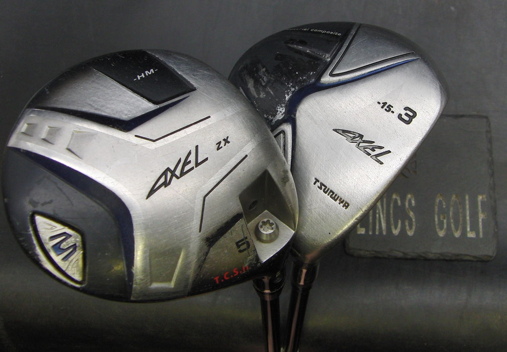 Set of 2 Tsuruya Axel 3+5 Woods Regular Graphite Shafts Mixed Grips