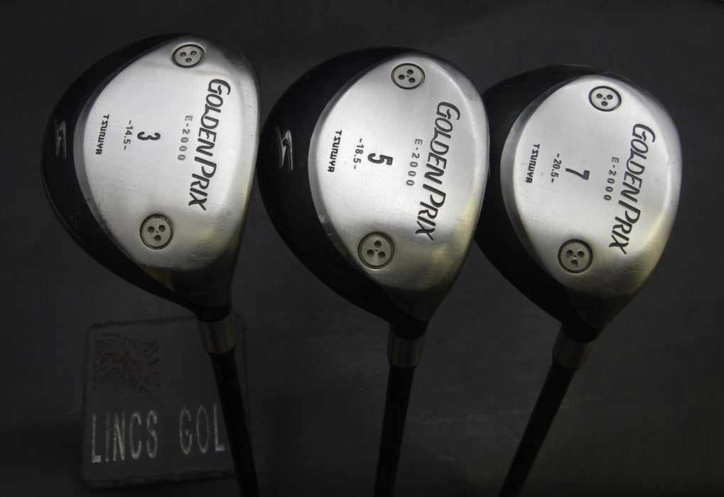 Set of 3 Tsuruya Golden Prix E-2000 3+5&7 Woods Regular Graphite Shafts*