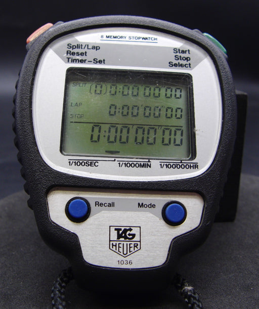 TAG Heuer 1036 8 Memory Digital Stopwatch Split Lap Timer Sports Professional