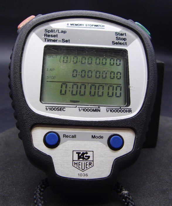 TAG Heuer 1036 8 Memory Digital Stopwatch Split Lap Timer Sports Professional
