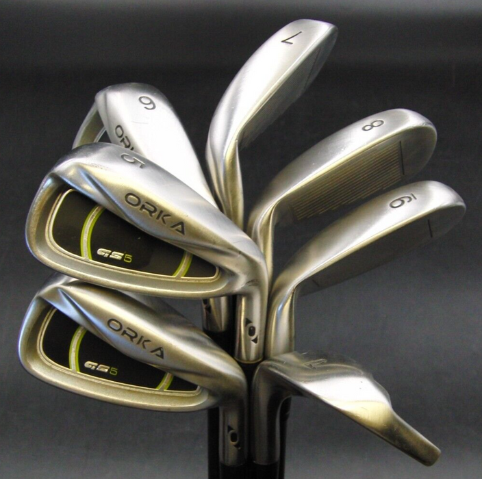 Set of 7 x ORKA GS5 Irons 4PW Stiff Graphite Shafts Lamkin Grips