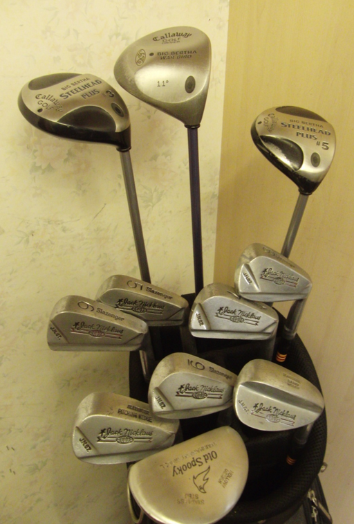 Set of Slazenger Jack Nicklaus Irons 5-SW + Callaway Wood + 3+5 Wood + Putter
