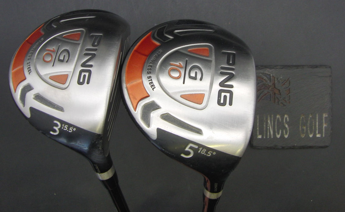 Set of 2 Ping G10 15.5° 3 Wood + 18.5° 5 Wood Stiff Graphite Shafts