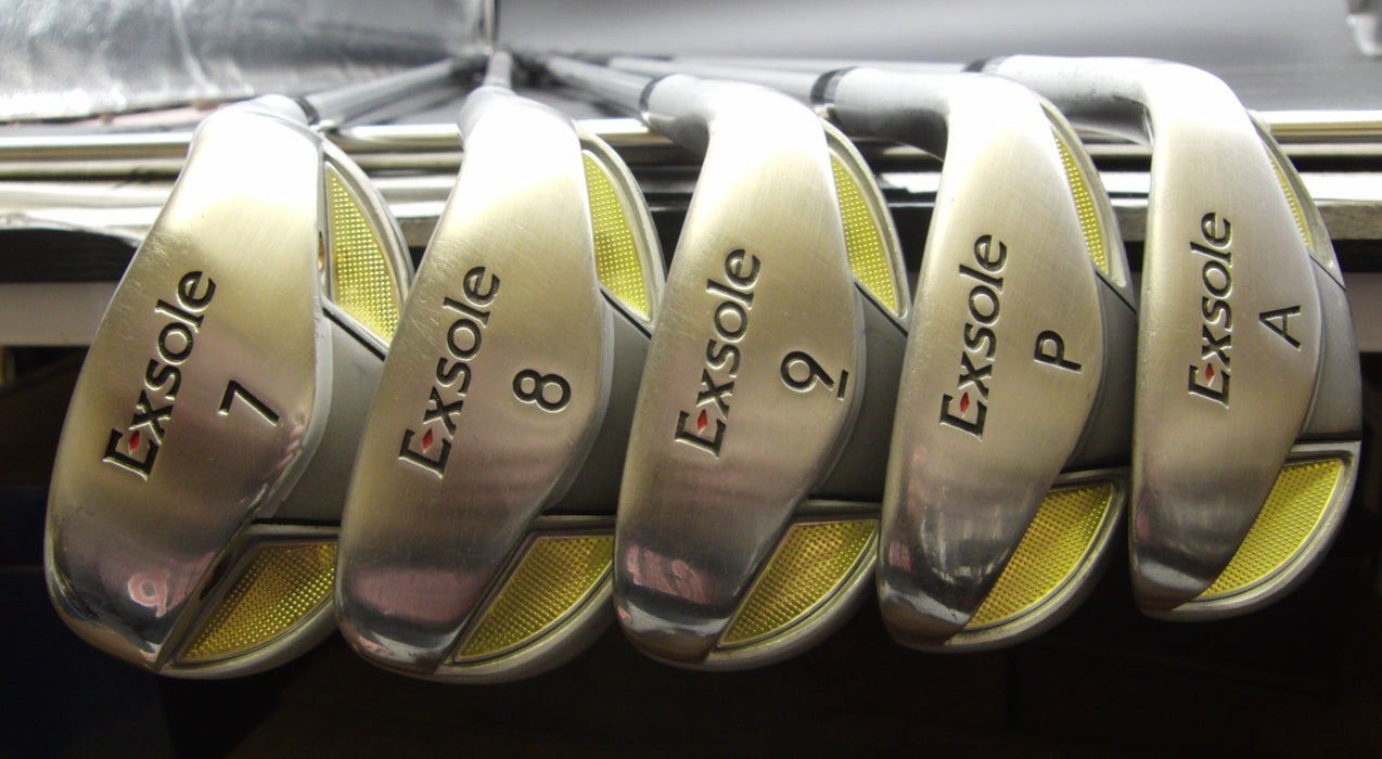 Set of 5x ExSole Irons 7-PW+AW Regular Graphite Shafts Black Grips*