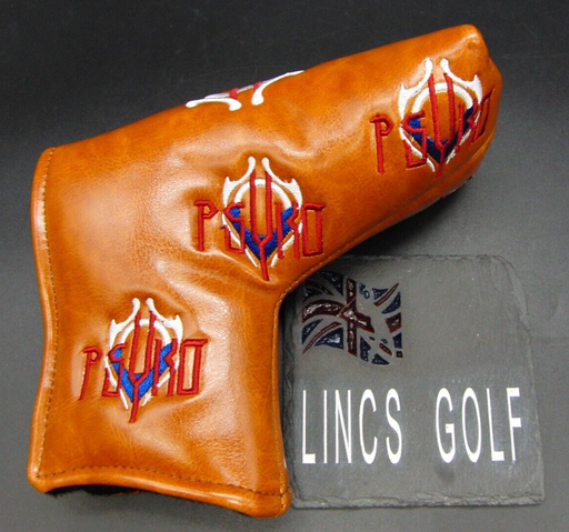 Luxury PSYKO GOLF Embroidered Logo Genuine Leather Putter Head Cover