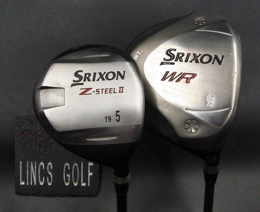 Set of 2 Srixon Z-Steel II WR 9.5° Driver & 19° 5 Wood Stiff Graphite Shafts*