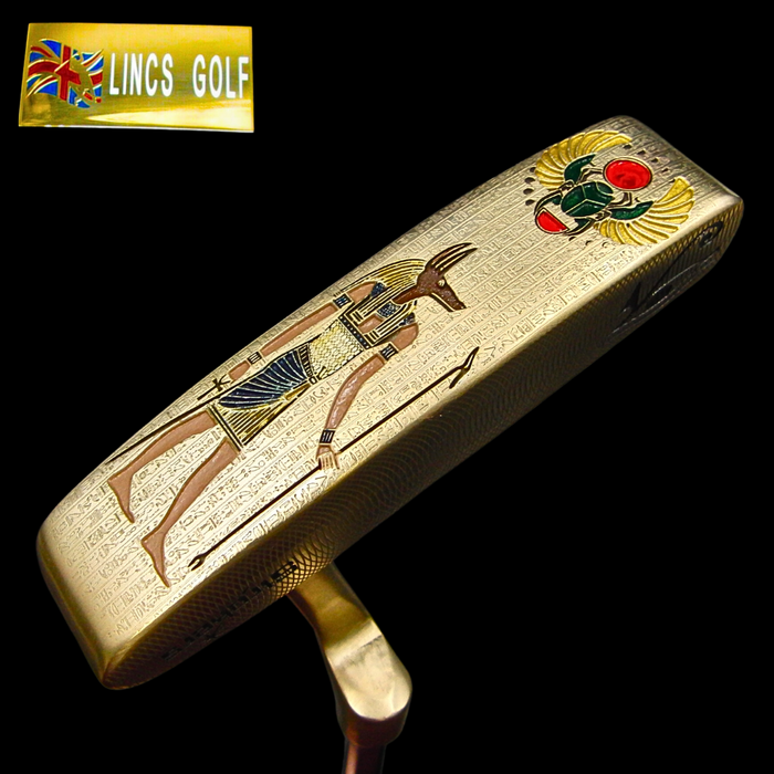 Custom Milled Egyptian Themed Pal Ping Putter 88cm Steel Genuine Leather HC