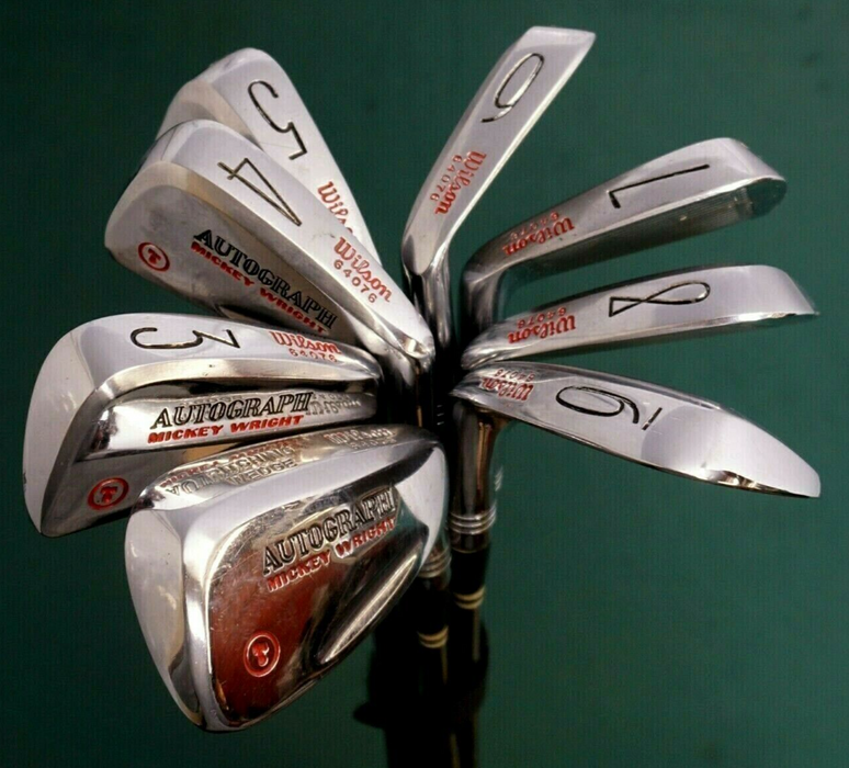Vintage Set of 8 x Wilson Mickey Wright Autograph Irons 3-PW Senior Steel Shafts