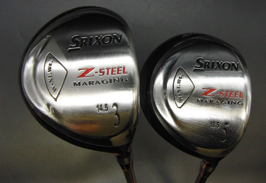 Set of 2 Srixon Z-Steel Maraging 14.5° 3 & 18.5° 5 Woods Stiff Graphite Shafts