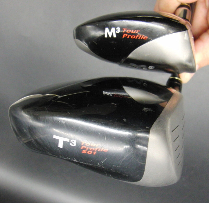 Set of 2 PRGR Model 501 10.5° Driver & M3 Hit 3 Wood Stiff Graphite Shafts