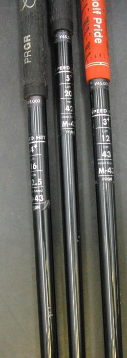 Japanese Set of 3 PRGR Speed Hit+ 3, 4 & 5 Woods Stiff Graphite Shafts