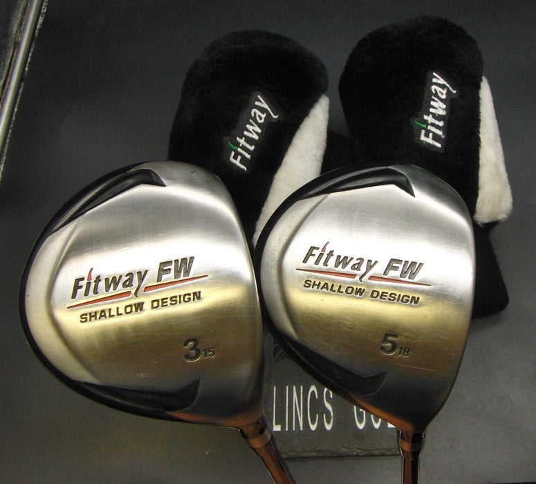 Set of 2 Fitway Shallow Design 15° 3 + 18° 5 Woods Regular Graphite Shafts + H/C