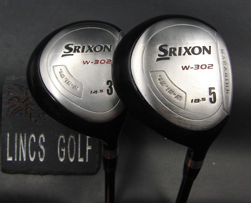 Set of 2 Srixon W-302 W-NI.WT. 14.5° 3 & 18.5° 5 Woods Stiff Graphite Shafts